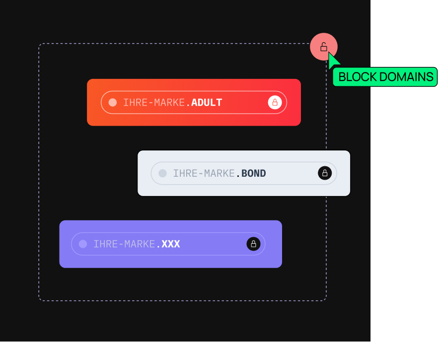 Screen mit Domain Blocking Features in AutoDNS