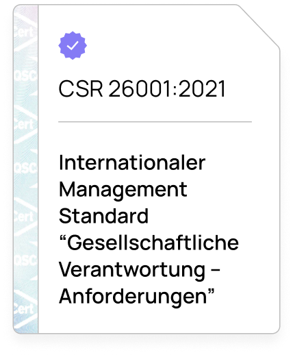 Zertifikat Internationaler Management Standard "Gesellschaftliche Verantwortung"