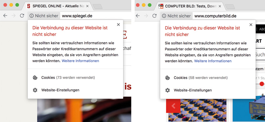 Auch Computer Bild und der Spiegel haben kein SSL-Zertifikat